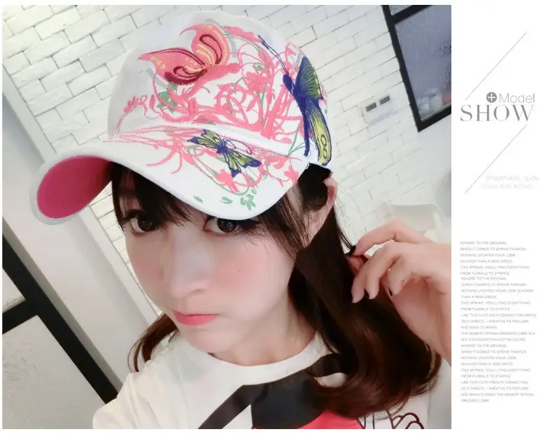Women Butterfly Embroidered Cap Summer Hat — feature 16