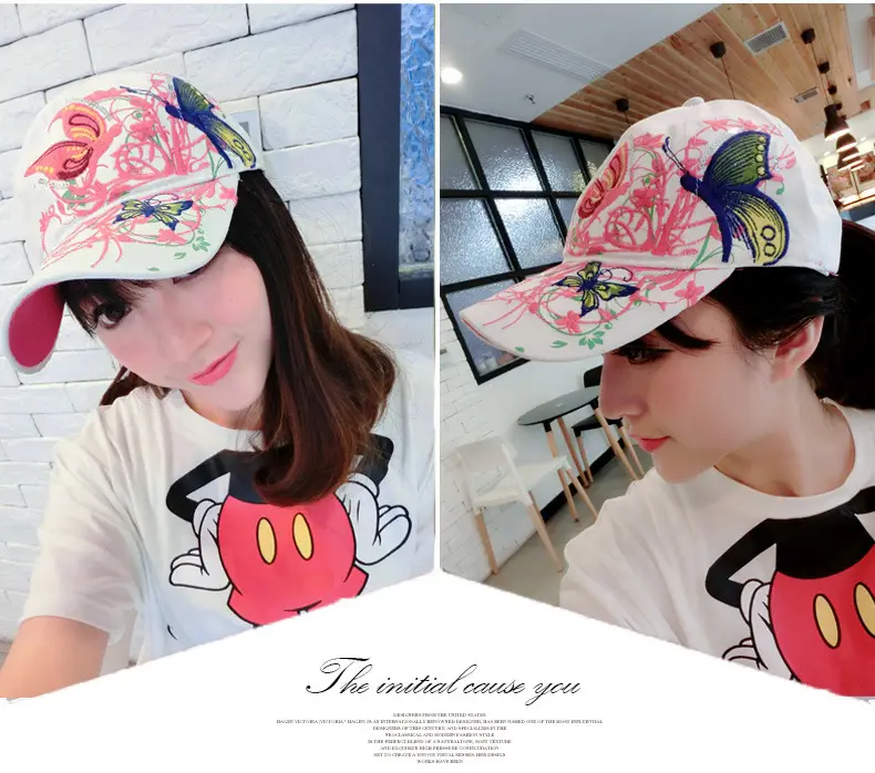Women Butterfly Embroidered Cap Summer Hat — feature 17