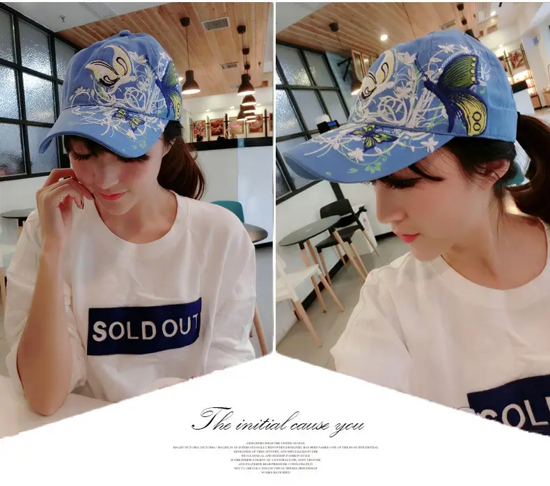 Women Butterfly Embroidered Cap Summer Hat — feature 21