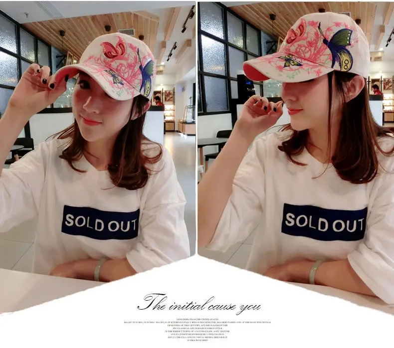 Women Butterfly Embroidered Cap Summer Hat — feature 25