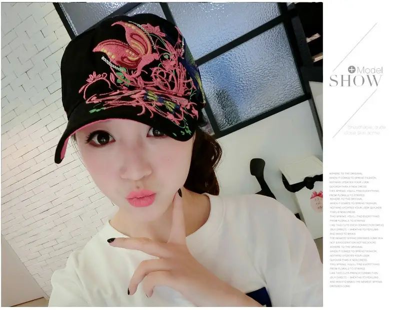 Women Butterfly Embroidered Cap Summer Hat — feature 28
