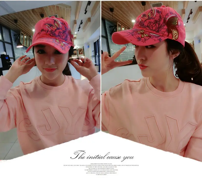 Women Butterfly Embroidered Cap Summer Hat — feature 33