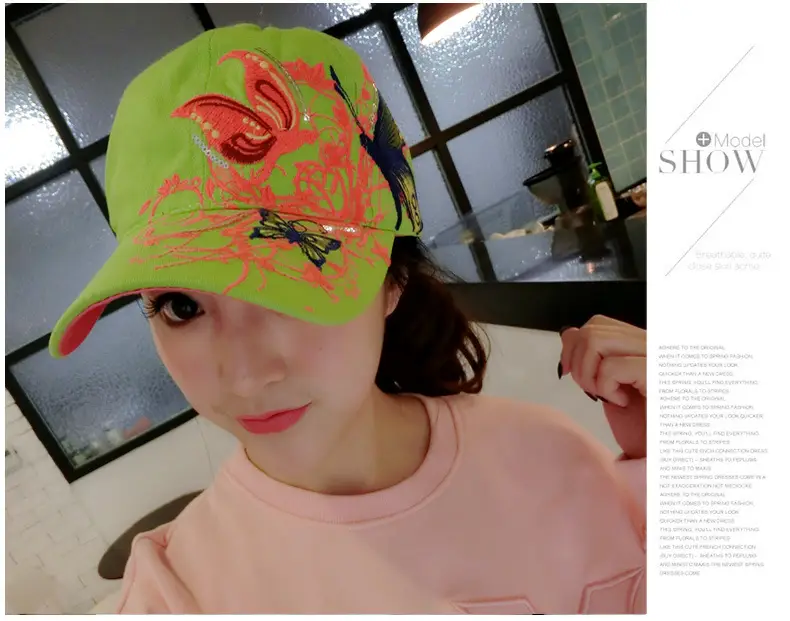 Women Butterfly Embroidered Cap Summer Hat — feature 36