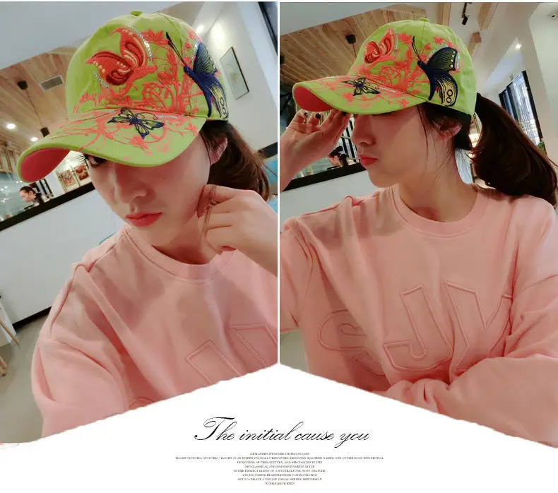 Women Butterfly Embroidered Cap Summer Hat — feature 37