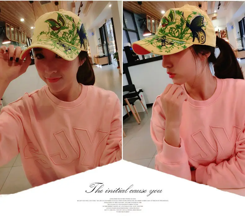 Women Butterfly Embroidered Cap Summer Hat — feature 41