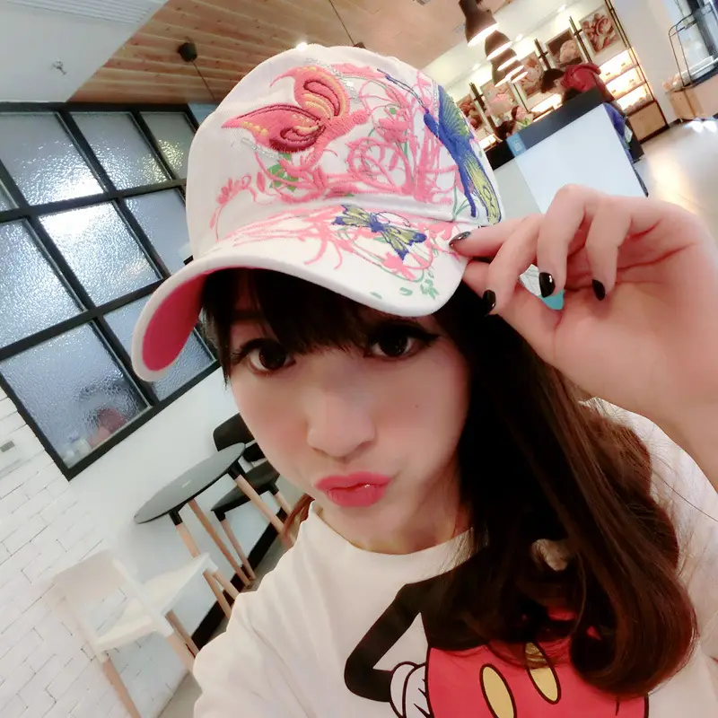 Women Butterfly Embroidered Cap Summer Hat - Image 3