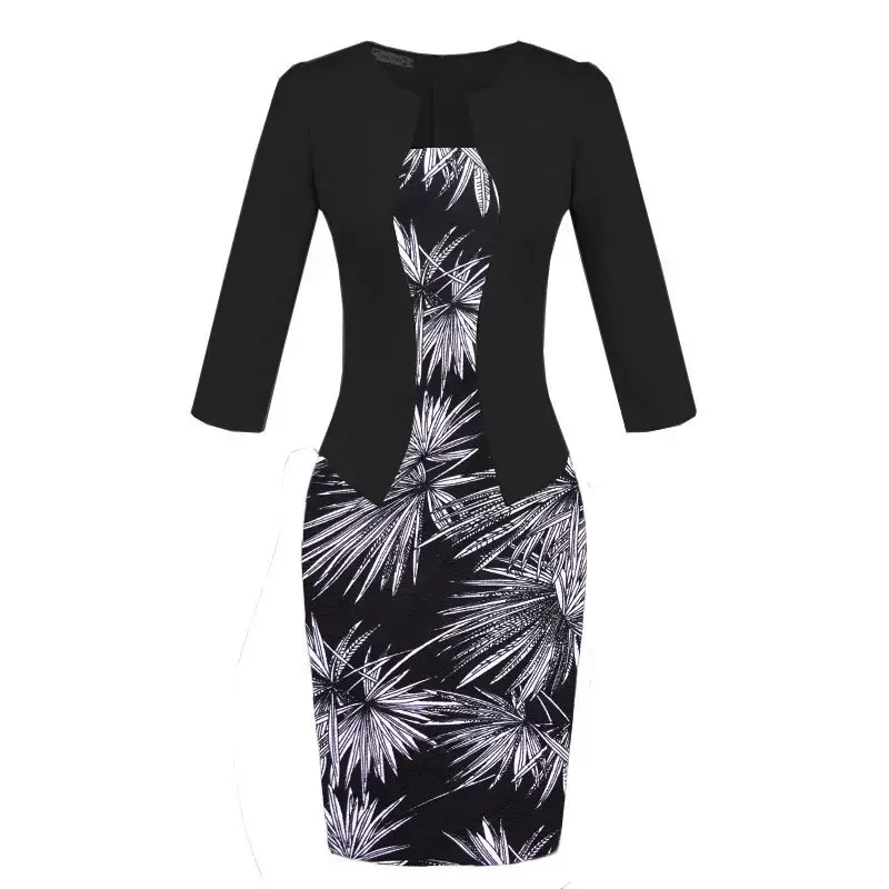 Purple Lace Hip Pencil Dress with 3 Sleeve Black Top