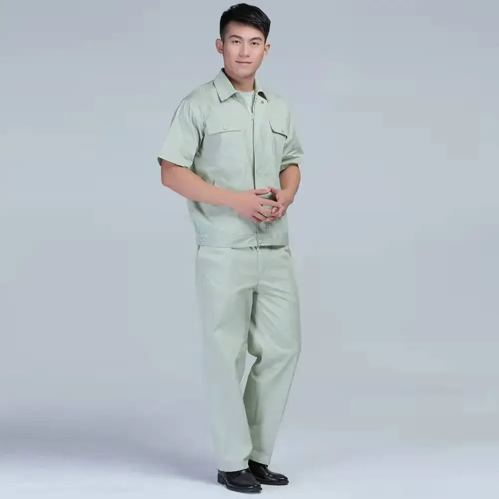 Men Stain Resistant Blue Work Suit Light Green - Image 3