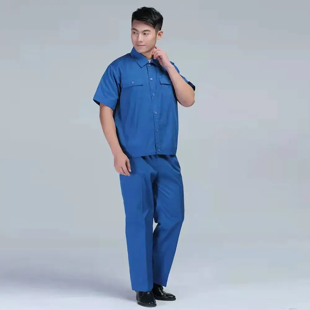 Men Stain Resistant Blue Work Suit Light Green - Image 5