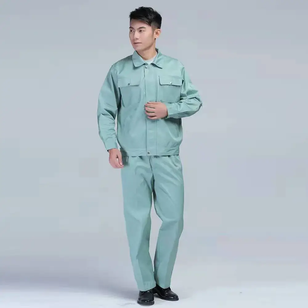 Men Stain Resistant Blue Work Suit Light Green - Image 6
