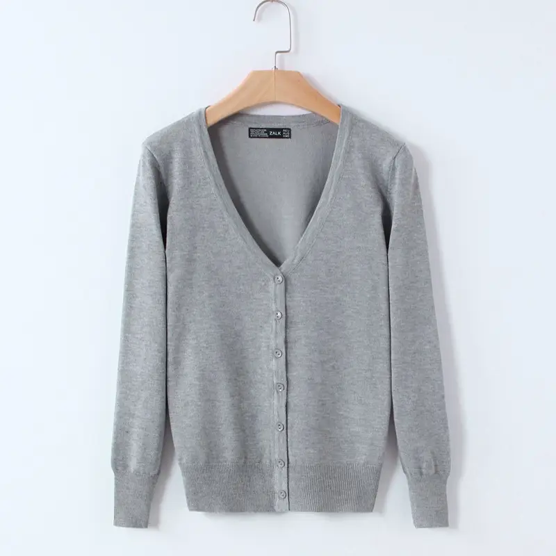 Women's Pink V-Neck Long Sleeve Knit Cardigan