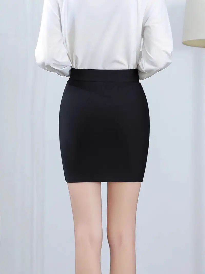 Women's Black Wrap Hip Skirt Large Size Stretch Waist