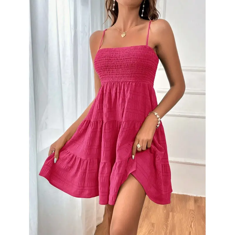2025 Pink One-Line Collar Dress for Women - Image 5