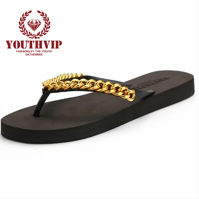 Women Rubber Slippers 2024 Gold Chain Non Slip