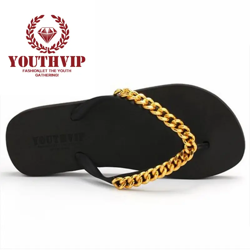 Women Rubber Slippers 2024 Gold Chain Non Slip