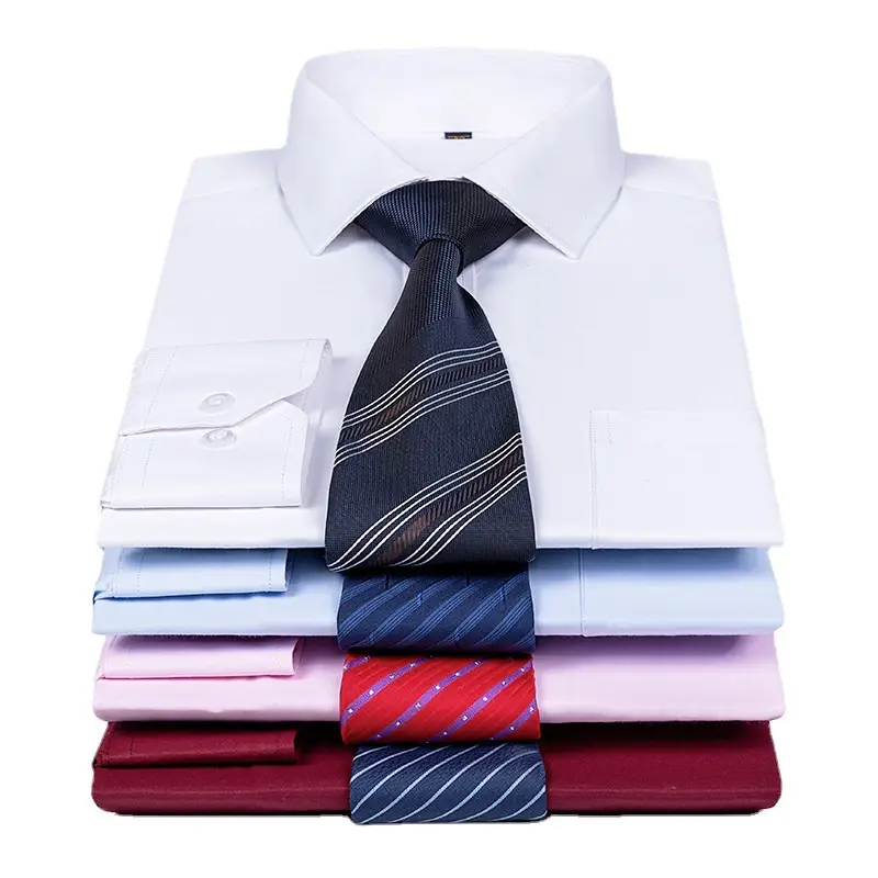Men's Long Sleeve Business Casual Shirt Solid Color Cotton Slim Fit - Image 23