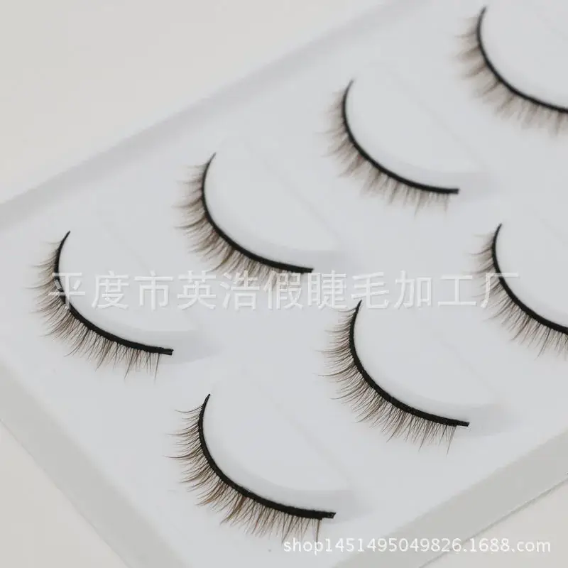 False Eyelashes Nude Fake Lashes 5 Pairs Cross Design — feature 5