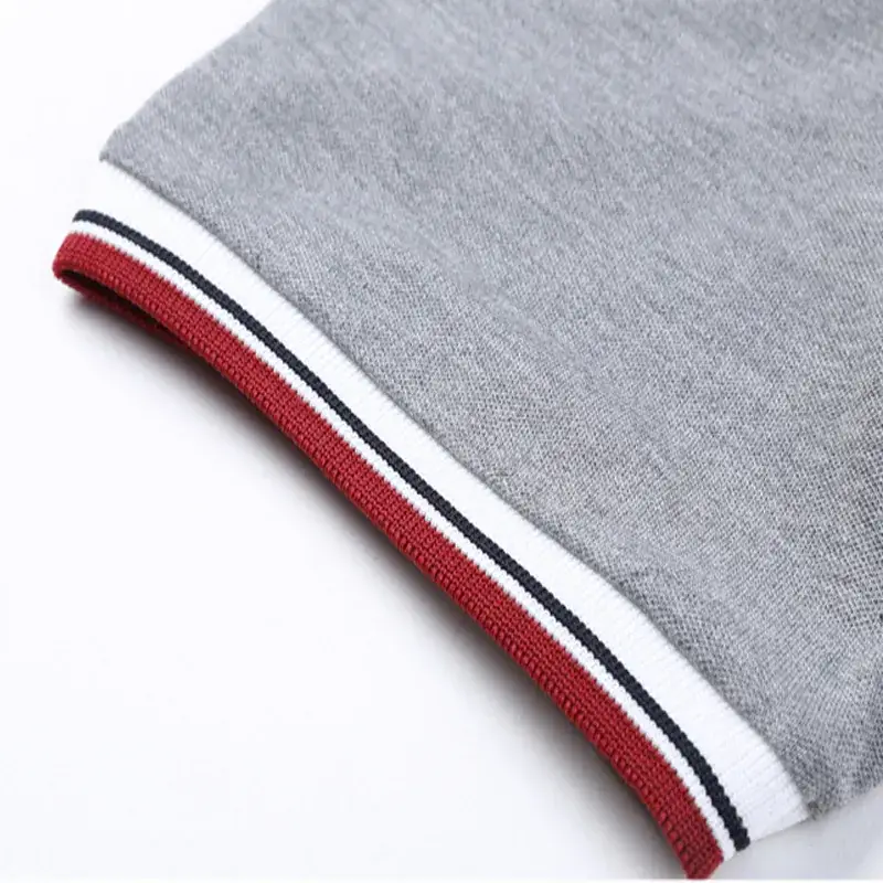 Men Navy Blue Slim Fit Polo T-Shirt with Red White Trim - Image 5
