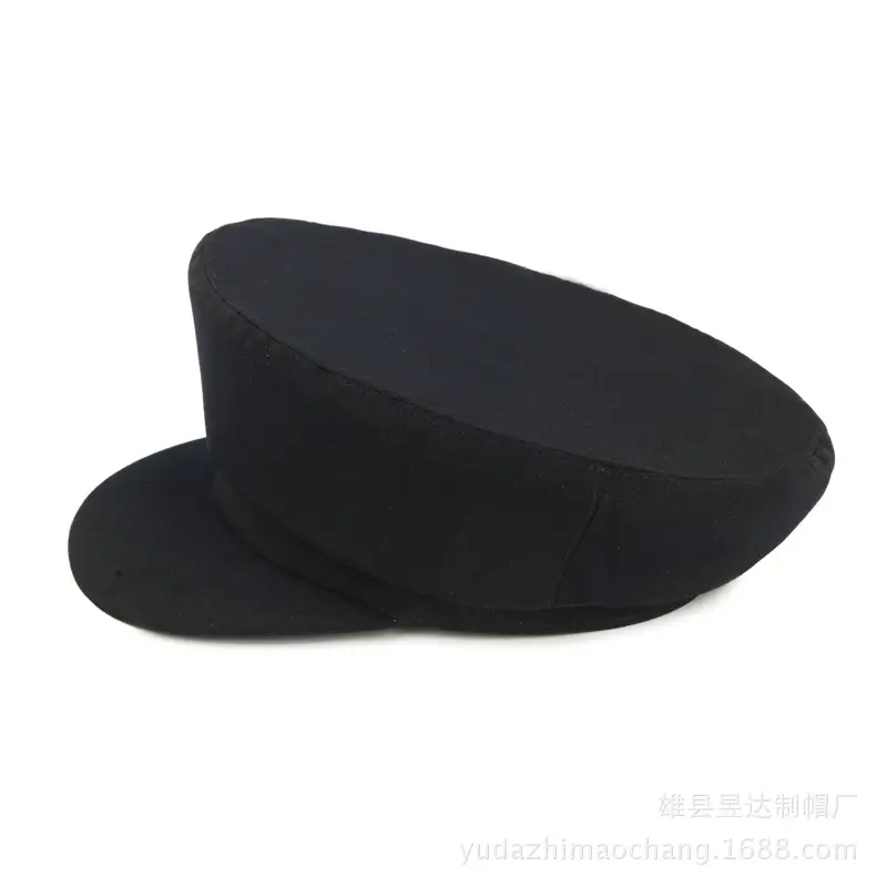 Black Cotton Round Cap Hat for Men Women - Image 4