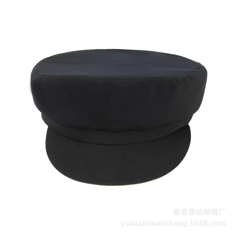 Black Cotton Round Cap Hat for Men Women - Image 6