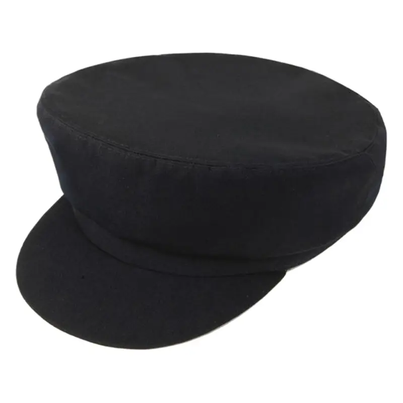 Black Cotton Round Cap Hat for Men Women