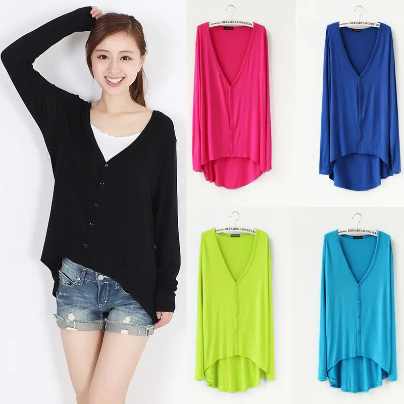 2023 Long V-Neck Cardigan Shawl Coat Modal Sunscreen Shirt