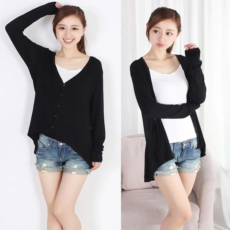 2023 Long V-Neck Cardigan Shawl Coat Modal Sunscreen Shirt