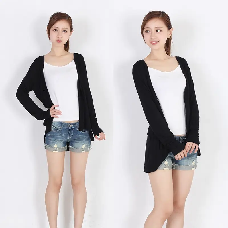 2023 Long V-Neck Cardigan Shawl Coat Modal Sunscreen Shirt