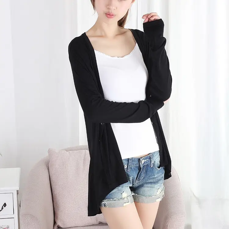 2023 Long V-Neck Cardigan Shawl Coat Modal Sunscreen Shirt