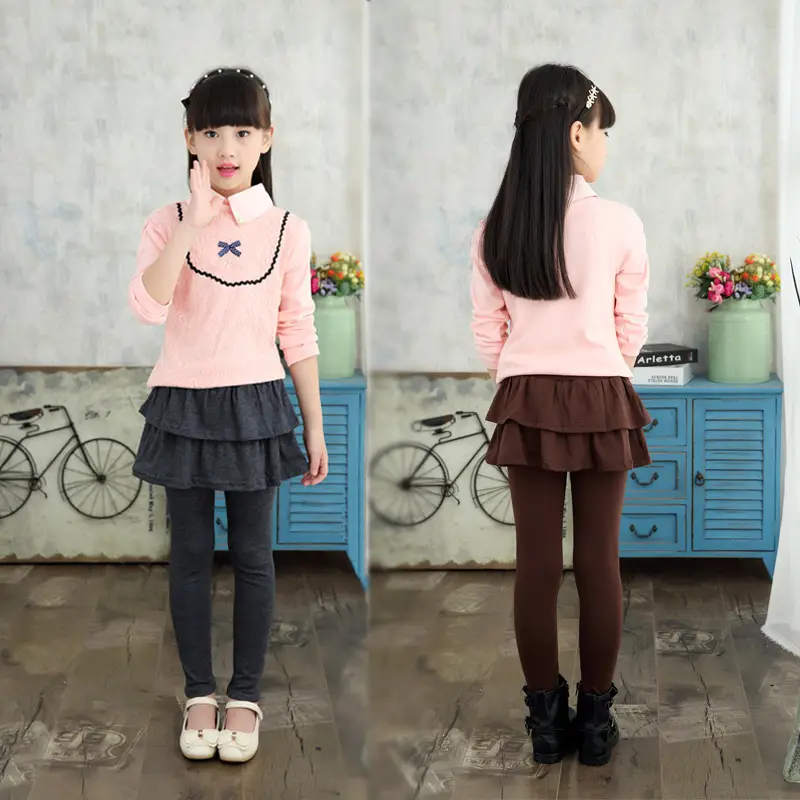 Girls Fleece Leggings Warm Winter Skirt Pants Set - Image 7