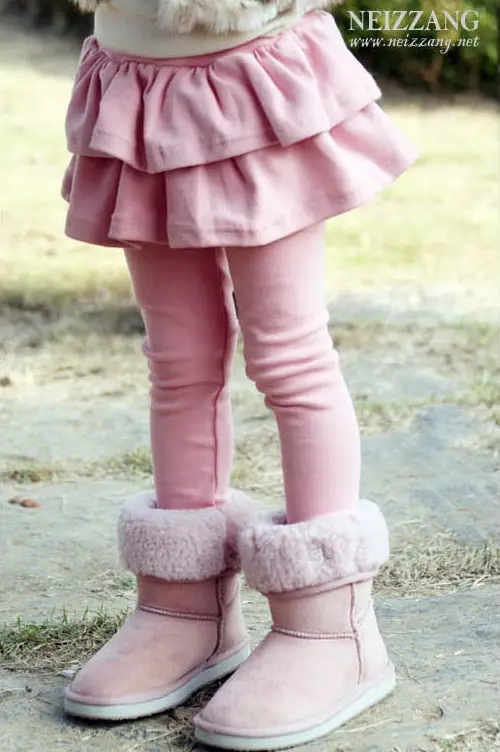 Girls Fleece Leggings Warm Winter Skirt Pants Set - Image 2