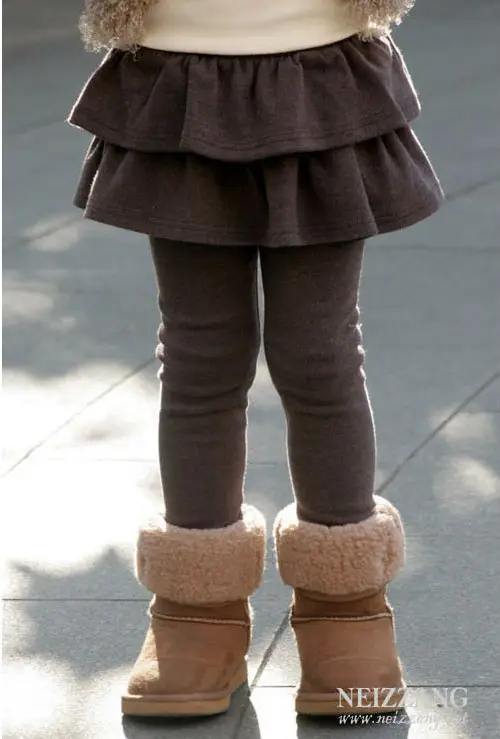 Girls Fleece Leggings Warm Winter Skirt Pants Set - Image 3