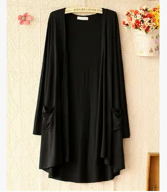 Black Long Sleeve Cardigan for Women Plus Size - Image 2