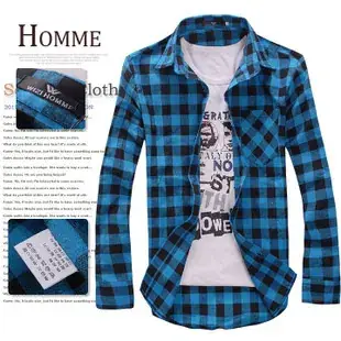 2021 Men's Red Plaid Slim Fit Shirt Korean Style - Image 5