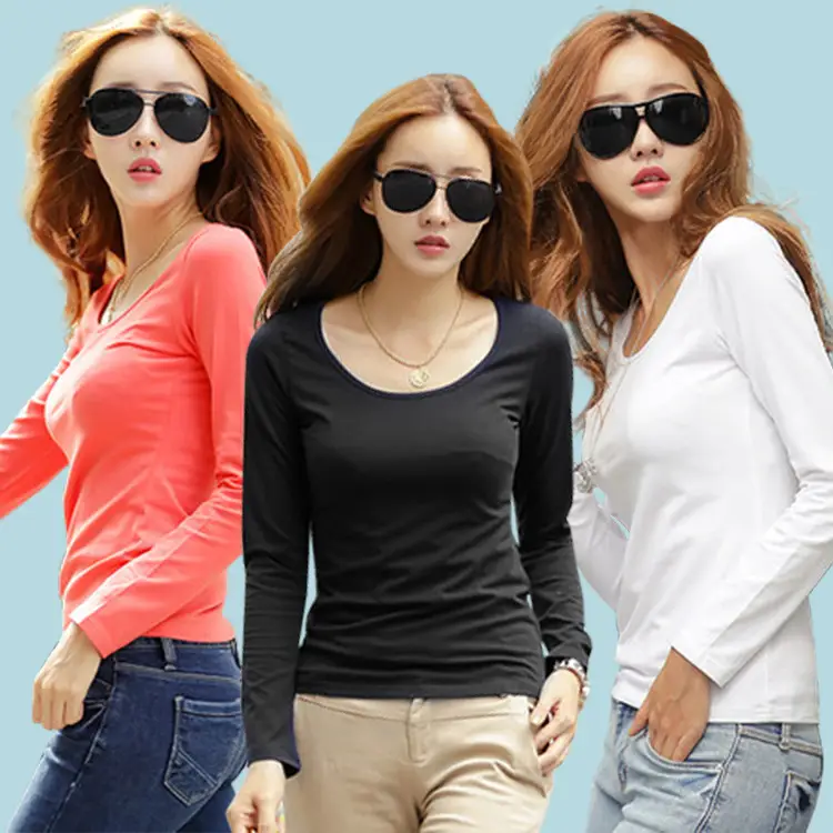 Women Fleece Lined Warm T-Shirt Navy Blue Round Neck - Image 14