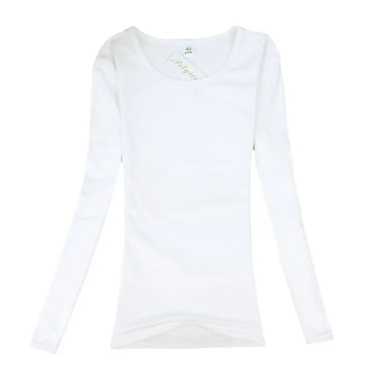 Women Fleece Lined Warm T-Shirt Navy Blue Round Neck - Image 18