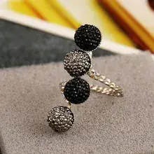 New European & American Hollow Leaf Palm Ring with Red Green Blue Stones — feature 13