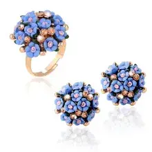 New European & American Hollow Leaf Palm Ring with Red Green Blue Stones — feature 15