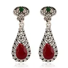 New European & American Hollow Leaf Palm Ring with Red Green Blue Stones — feature 17