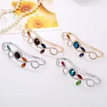 New European & American Hollow Leaf Palm Ring with Red Green Blue Stones — feature 37