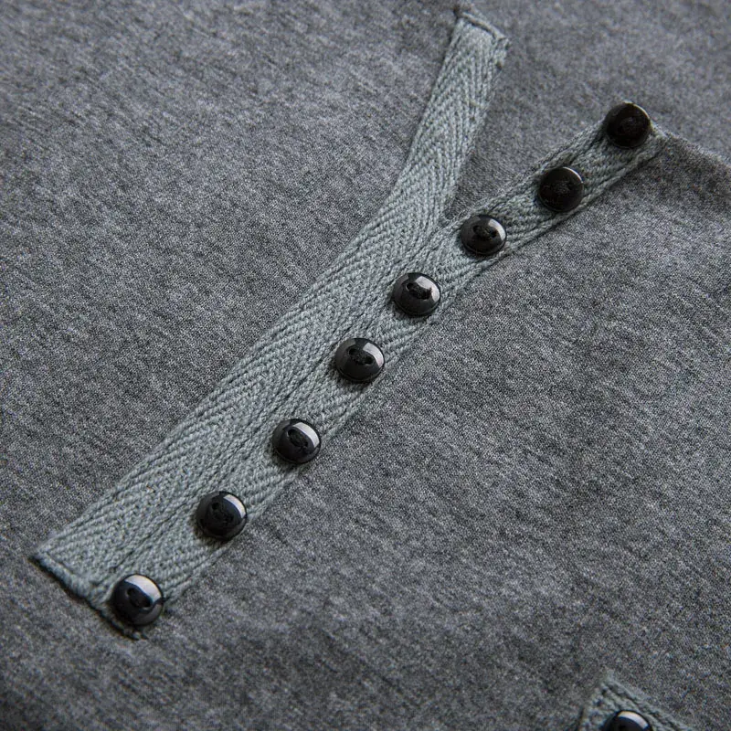 Men Slim Fit V-Neck Cotton T-Shirt Grey