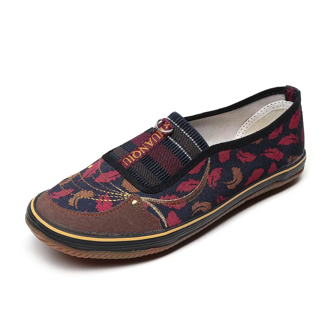 Old Beijing Non-Slip Leaf-Patterned Cloth Shoes for Dance, Suitable for Middle-Aged and Elderly Women, Slip-On Shoes with Soft Soles - Image 18