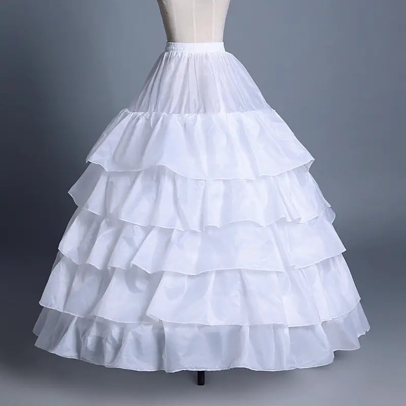 White 5-Layer Lotus Leaf Bridal Skirt Large - Image 3