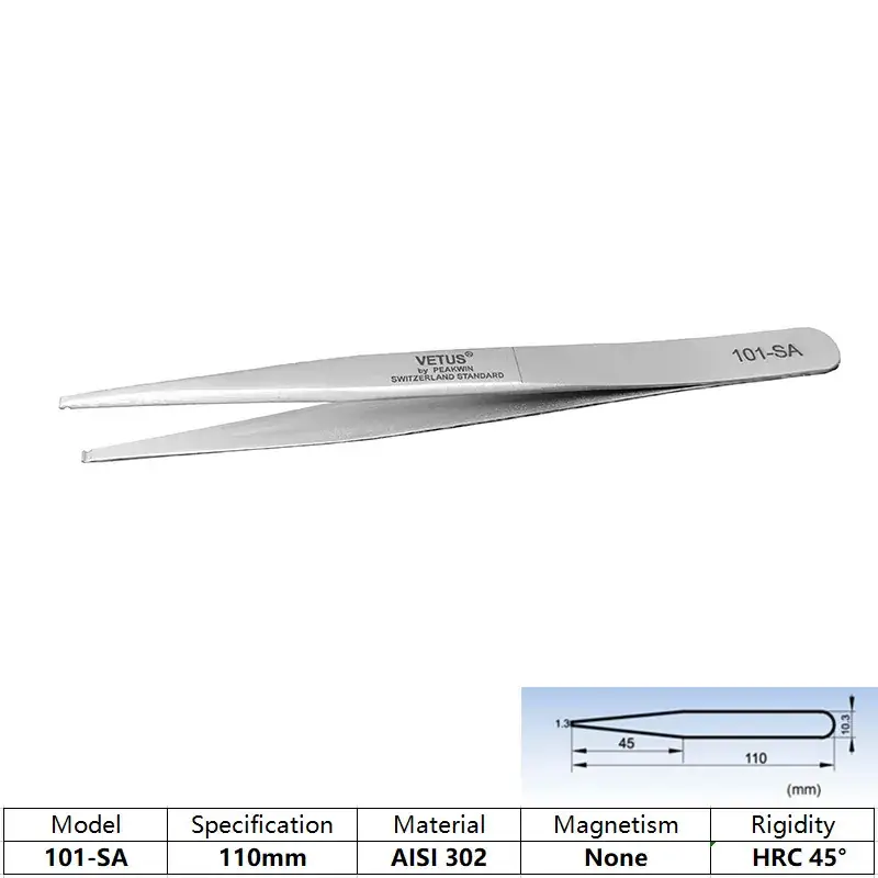 VETUS 15-FW Stainless Steel Toothed Tweezers 2.5mm - Image 3