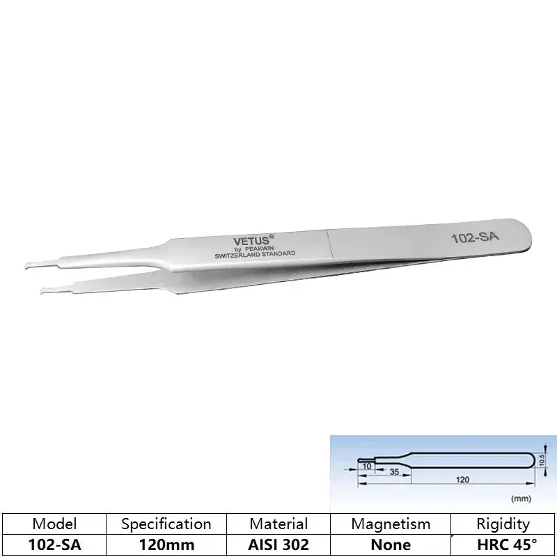 VETUS 15-FW Stainless Steel Toothed Tweezers 2.5mm - Image 4