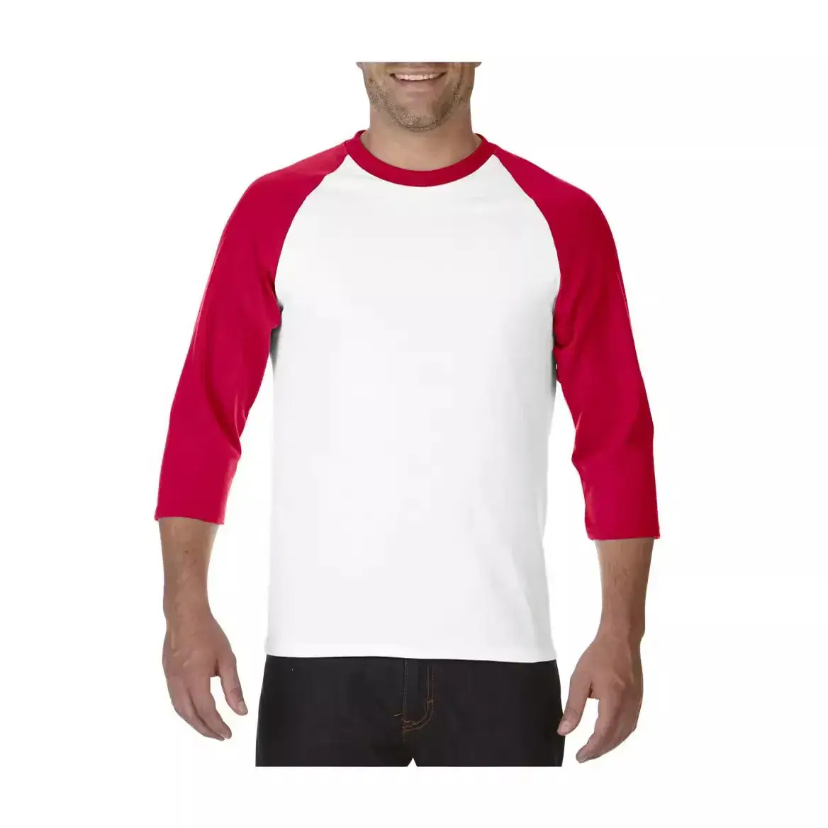 Men's Black White Raglan T-Shirt 3/4 Sleeve
