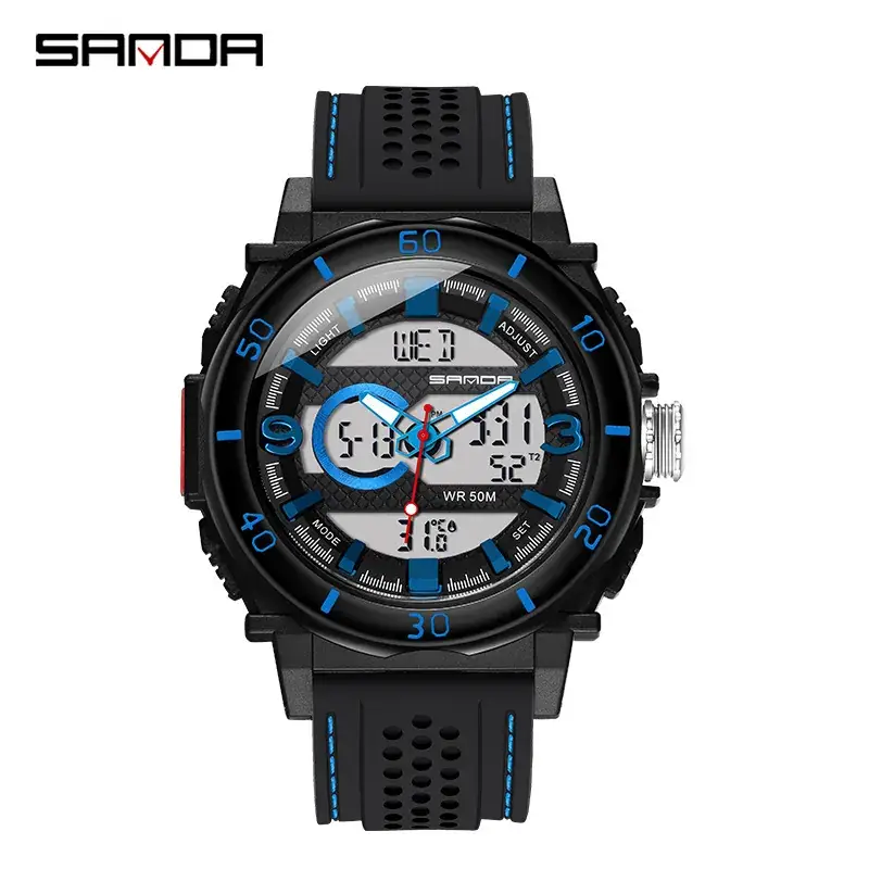 Sanda Multifunctional Electronic Watch Men's Waterproof Sports Watch - Image 2