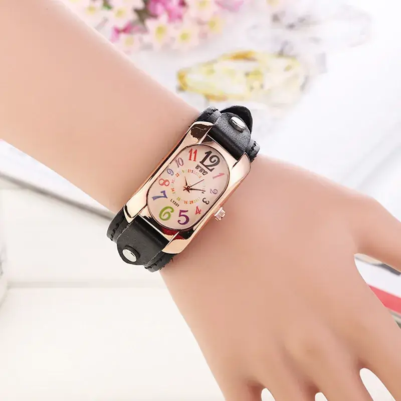 Retro Rectangular Watch for Girls with Digital Display - Image 5
