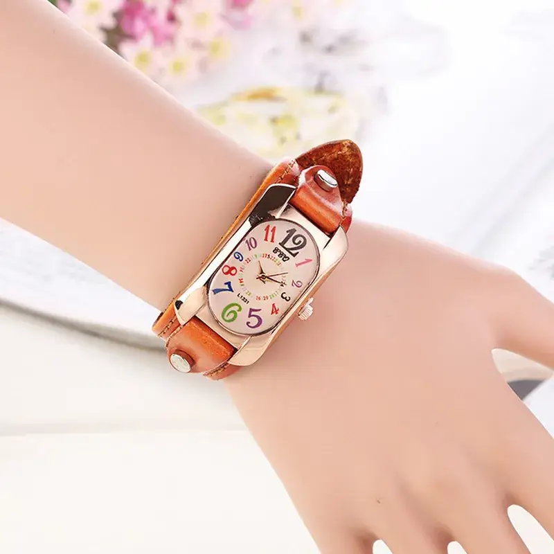 Retro Rectangular Watch for Girls with Digital Display - Image 6