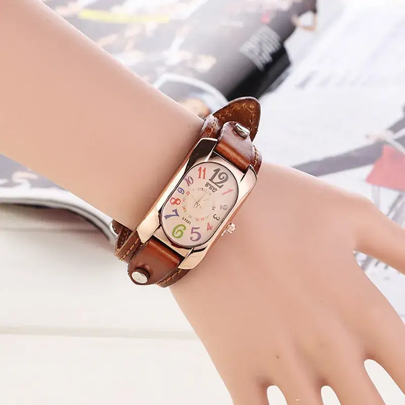 Retro Rectangular Watch for Girls with Digital Display - Image 7